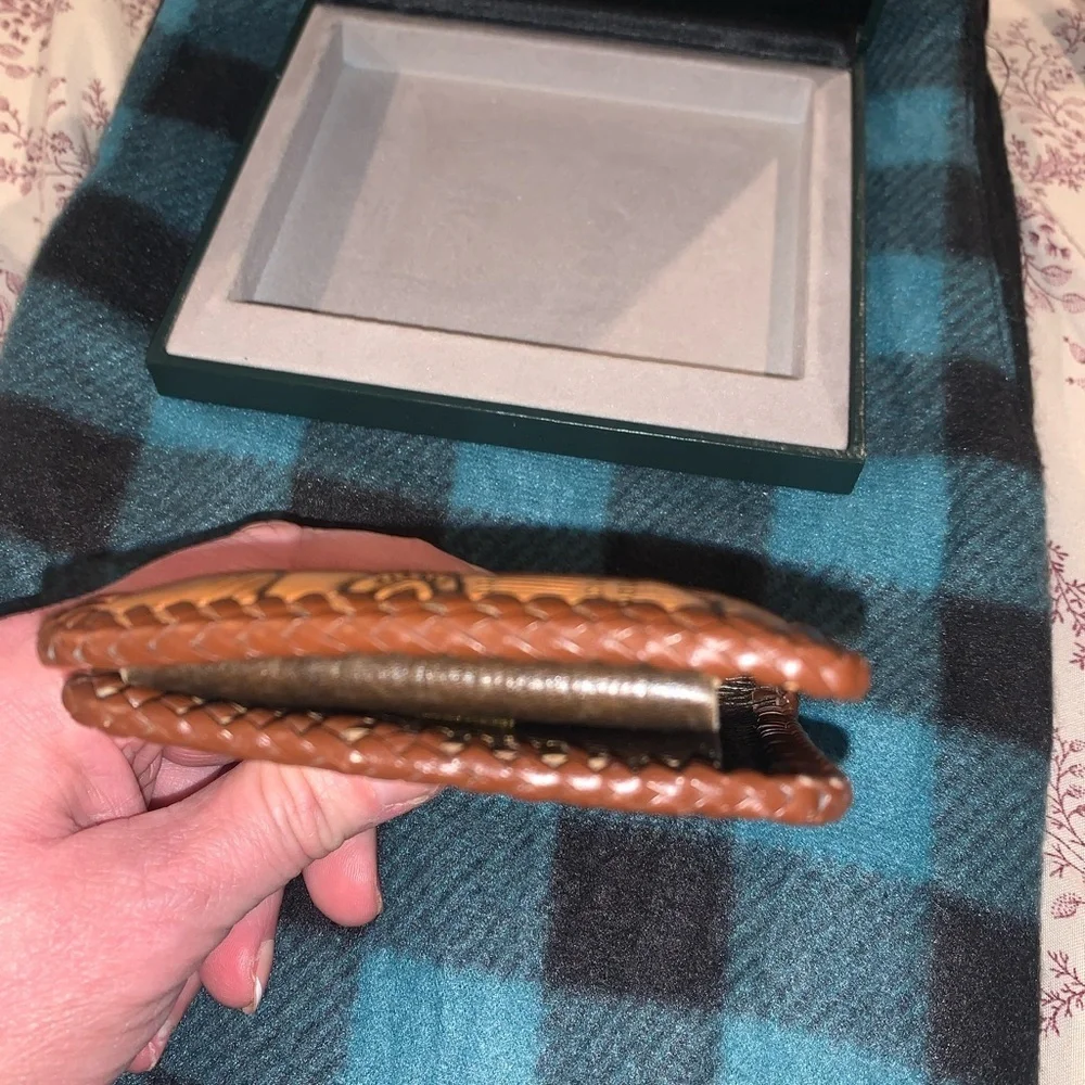 Hand Tooled leather braided Native American wallet with box